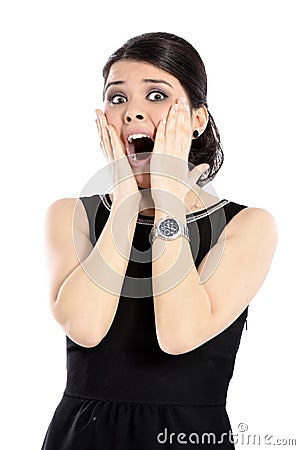 Young woman surprised Stock Photo