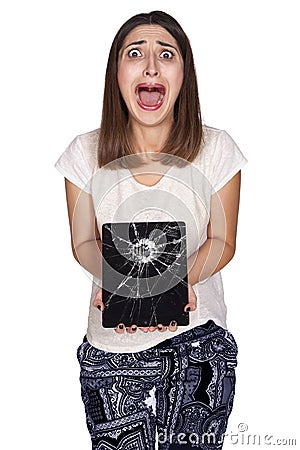 Young woman tablet Stock Photo