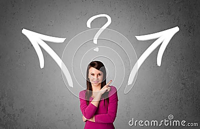 Young woman taking a decision Stock Photo