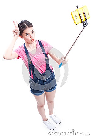 Young woman taking picture with smartphone Stock Photo