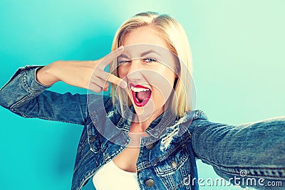 Young woman taking a selfie Stock Photo