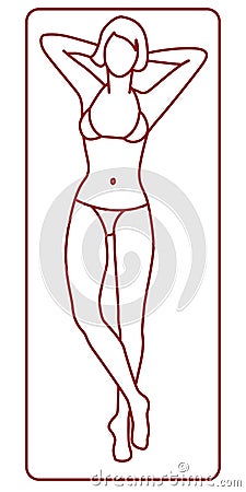 Young woman tanning Vector Illustration