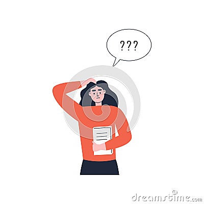 Young woman thinking or making decision Vector Illustration