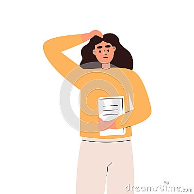 Young woman thinking or making decision Vector Illustration