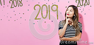 2019 with young woman Stock Photo