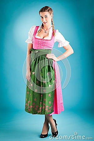 Young woman in traditional clothes - tracht Stock Photo