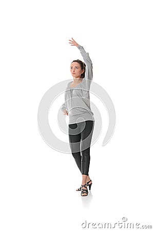 Young woman training rumba dance Stock Photo