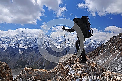 Young woman trekking in mountain Stock Photo