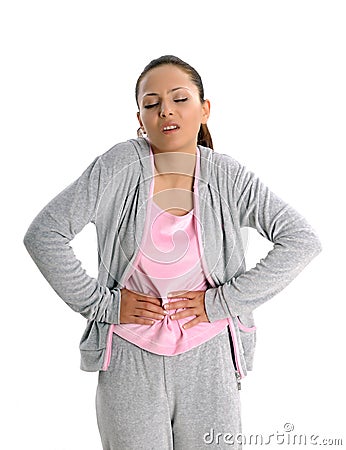 Young woman with tummyache Stock Photo