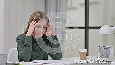 Young Woman Unable to Write on Paper, Failure Stock Photo