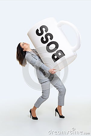 Young woman under pressure from the boss Stock Photo