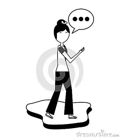 Young woman using smartphone speech bubble chatting Vector Illustration