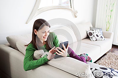 Young woman using tablet Stock Photo