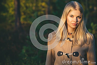 Young Woman walking outdoor Fashion Lifestyle Stock Photo