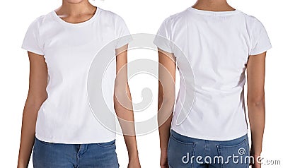 Young Woman Wearing T-Shirt Stock Photo