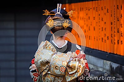 Young woman wearing traditional japanese kimono Editorial Stock Photo