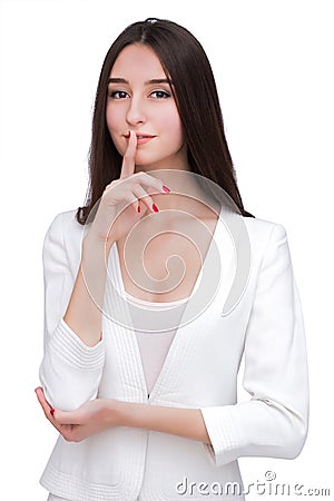 Young Woman On White Background Stock Photo