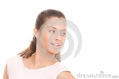 Young woman with white teeth and flawless complexion. Stock Photo