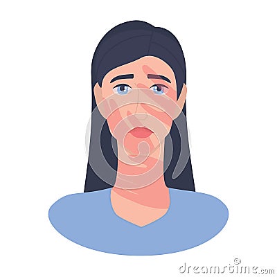 Young woman who is threatened by man. Female character with slap Vector Illustration