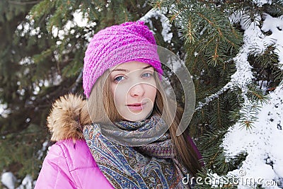The young woman in winter Stock Photo