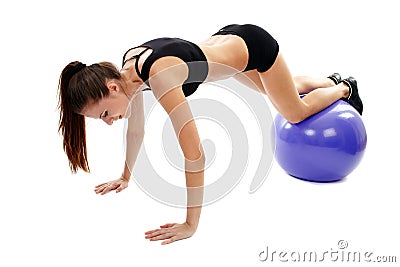 Young woman working out her abs Stock Photo