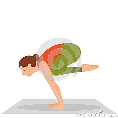 Young woman working out indoors, doing yoga Vector Illustration