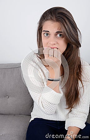 Young woman worried. Stock Photo