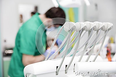 Young woman getting dental treatment in dentist office Stock Photo