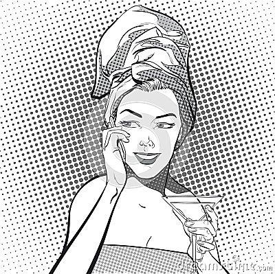 Young women in a head towel Vector Illustration