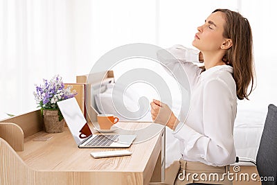 Young women neck and shoulder pain injury with red highlights on pain area, healthcare and medical concept Stock Photo