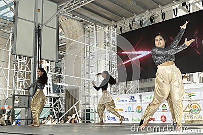 Young women perform a Bollywood Dance Editorial Stock Photo