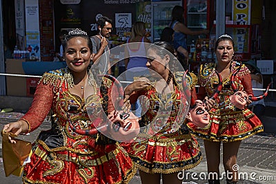 Diablada dance group at the Arica carnival Editorial Stock Photo