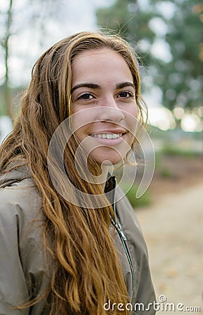 Young women poses outdoors Stock Photo