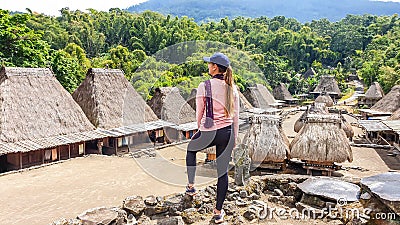 Bajawa - Girl in traditional village Stock Photo