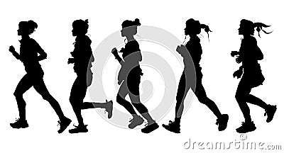 Young women running Vector Illustration
