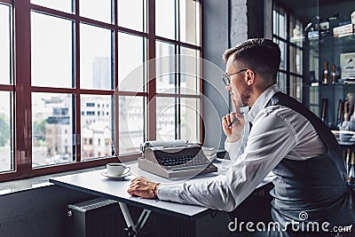 Young writer at work Stock Photo