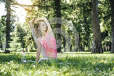 Young yogi woman practising yoga Stock Photo