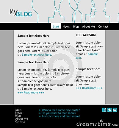 Your Blog! Personal presentation with your own blog. Modern flat design website template. Vector Illustration