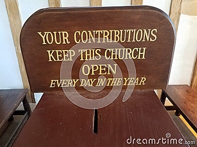 Your contributions keep this church open sign Stock Photo