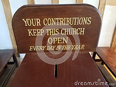Your contributions keep this church open sign Stock Photo