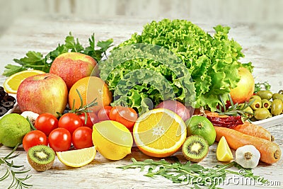 Your health depends on proper nutrition - fruit and vegetable Stock Photo