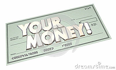 Your Money Check Payment Income Earnings Wealth Savings Stock Photo