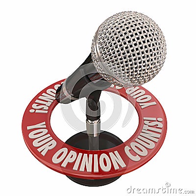 Your Opinion Counts Microphone Share Comments Ideas Stock Photo