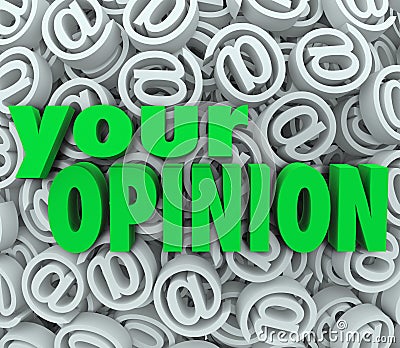 Your Opinion 3D At Email Symbol Background Feedback Stock Photo