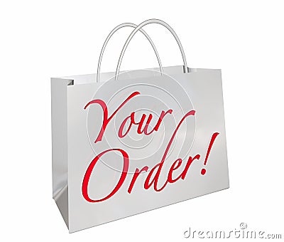 Your Order Shopping Bag New Merchandise Ready Words 3d Illustration Stock Photo