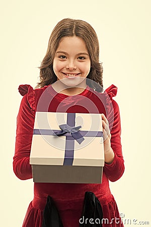 For your pleasure. Kid love birthday gift. Extra bonus. Feeling grateful for good gift. Surprise and pleasant present Stock Photo