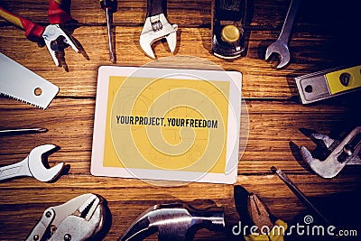 Your project, your freedom against blueprint Stock Photo