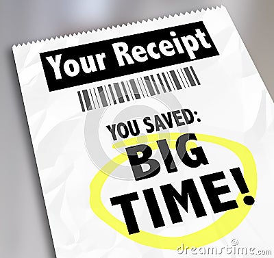 Your Receipt You Saved Big Time Store Purchases Sale Discount Stock Photo