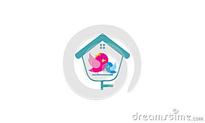 Bird house logo vector icon Vector Illustration