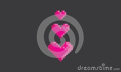 Pixel art love logo icon vector Vector Illustration